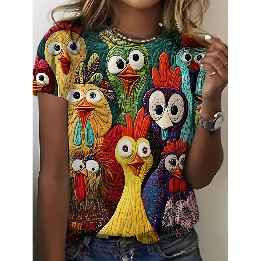 Women s Funny Cat 3D Prints T-Shirt Short Sleeve Tees Tops 3D Prints Crew Neck Summer Casual Women s Clothing Apparel XXS