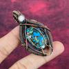 Copper Chrysocolla Pendant Copper Wire Wrapped Moonstone Jewelry Gemstone Pendant
