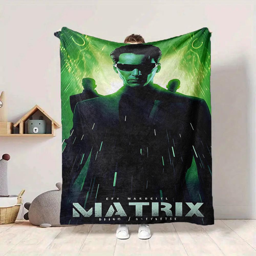 1pc The Matrix Flannel Throw Blanket - HD Printed Lightweight Soft Warm All-Season Blanket for Sofa, Bed, Travel, Camping 046
