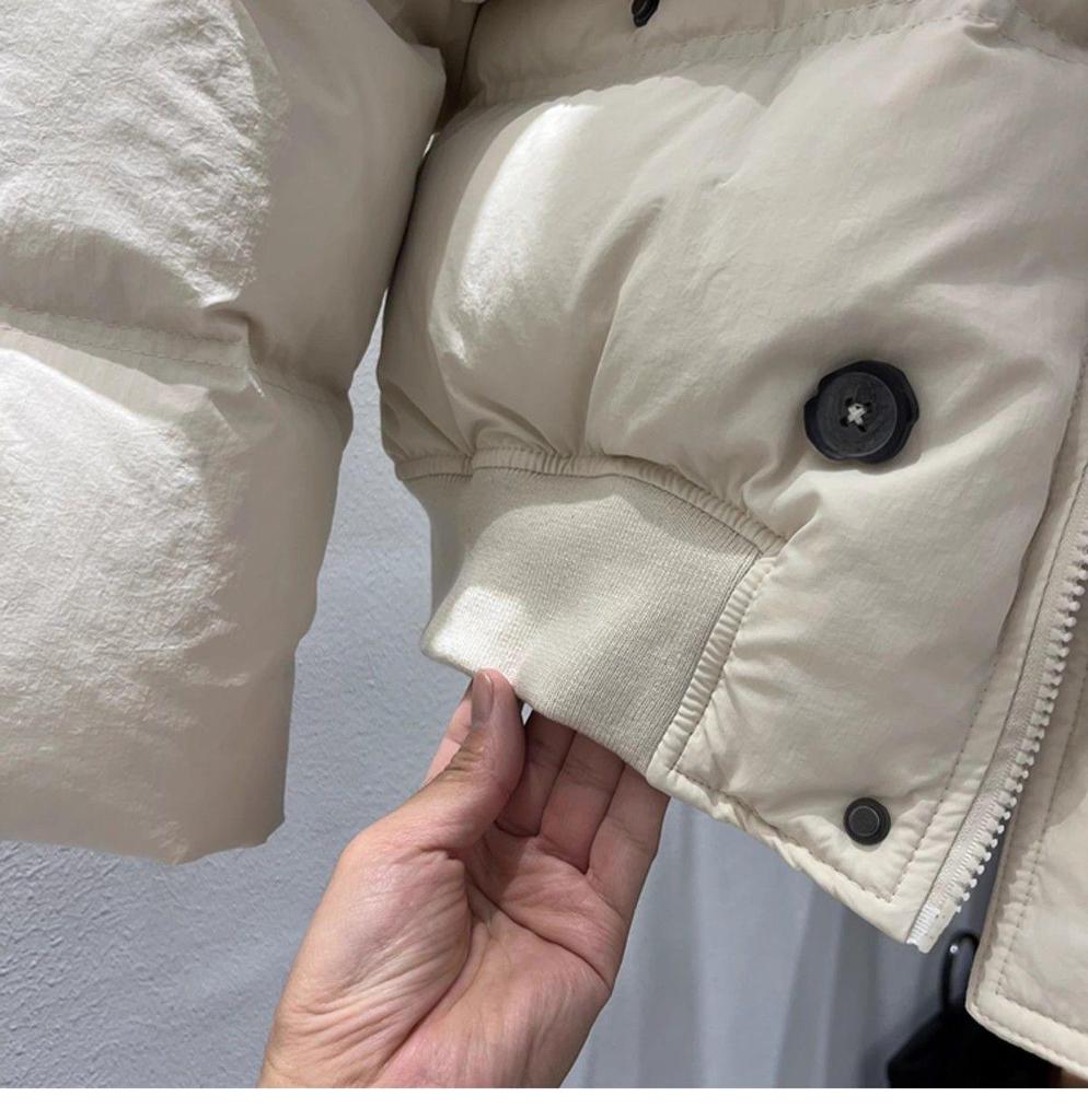Damen Kurze Lockere Verdickte Winter Daunenjacke mit Großem Pelzkragen