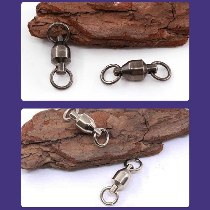 20Pcs Stainless Rolling Swivels Bearing Fishing Swivels Line Connector Barrels Swivels Connectors Fishing Accessory