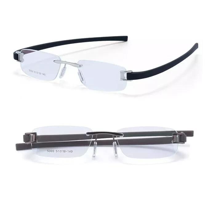 

RSINC Комбінована безобідкова оправа окулярів для унісекс Сріблястий Чорно-Коричневий Коричневий Бирка A1 JL156428501816