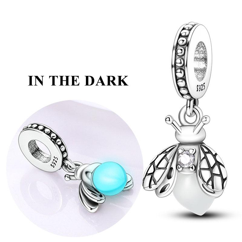 Silber Dekorative Anhänger Perlen Elemente Leuchtende Glühwürmchen Schmetterling Biene Kolibri Anhänger Dekorationen Für Armband Stil Armreif Damen Schmuck Kreation