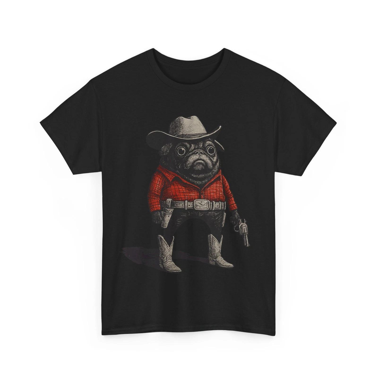 Cowboy Pug Dog Funny Western Outfit Red Pug Cowboy Meme T shirt S