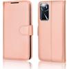 Leather Wallet Case for Oppo A16s, Flip Protective Case Cover with Wallet Card Holder, Stand & Wrist Strap - Rose Gold