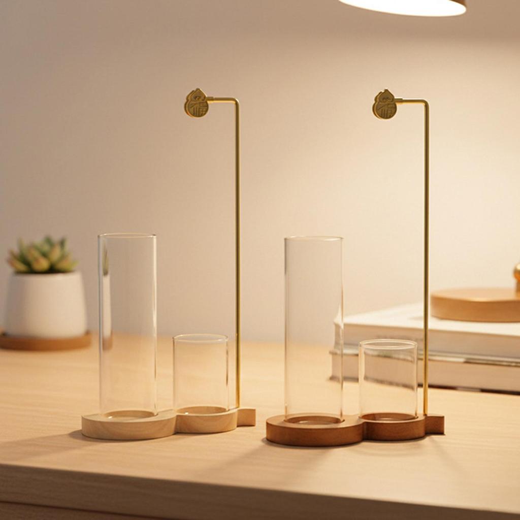2in1 Wood Incense Holder Anti-Ash Flying Incense Burner with Removable Glass Ash Catcher Incense Sticks Organizer for Home Decor