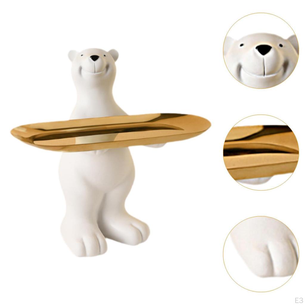 Bear Figurine Animal Sculpture Candy Bowl Desktop Ornament for Entrance Living Room