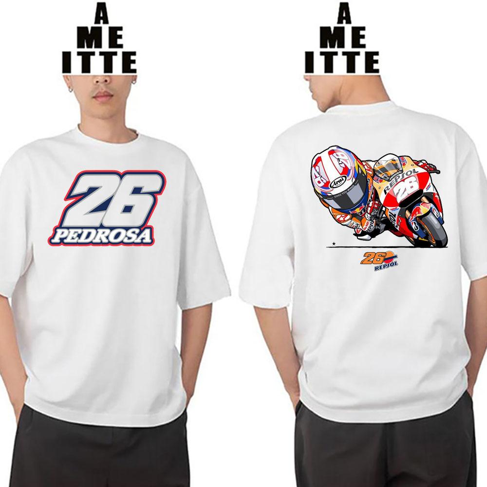 Giappone Leggenda Dani Pedrosa 26 Gp Gara Maglietta Unisex Manica Corta Avventura Hip Hop Ragazzo Casual Top Bianchi Freschi Unisex Magliette da Motociclista