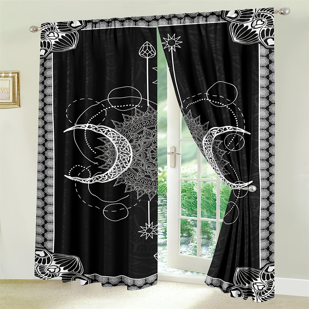 2 Panels Sun Moon Mandala Blackout Curtains - Gothic Boho Darkening Window Curtains for Living Room Bedroom Kitchen Bathroom