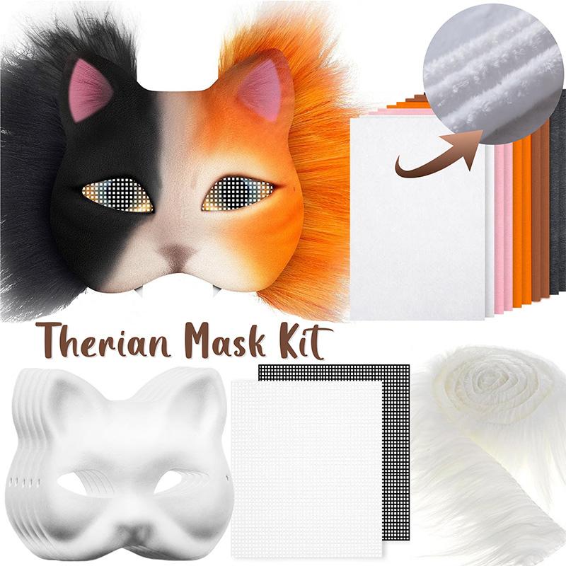 29Pcs Mask Set Blank Mask Half Face Hand Drawn Animal Cat Fox Mask Diy Handmade Graffiti Half Face Mask Party Christmas Gifts