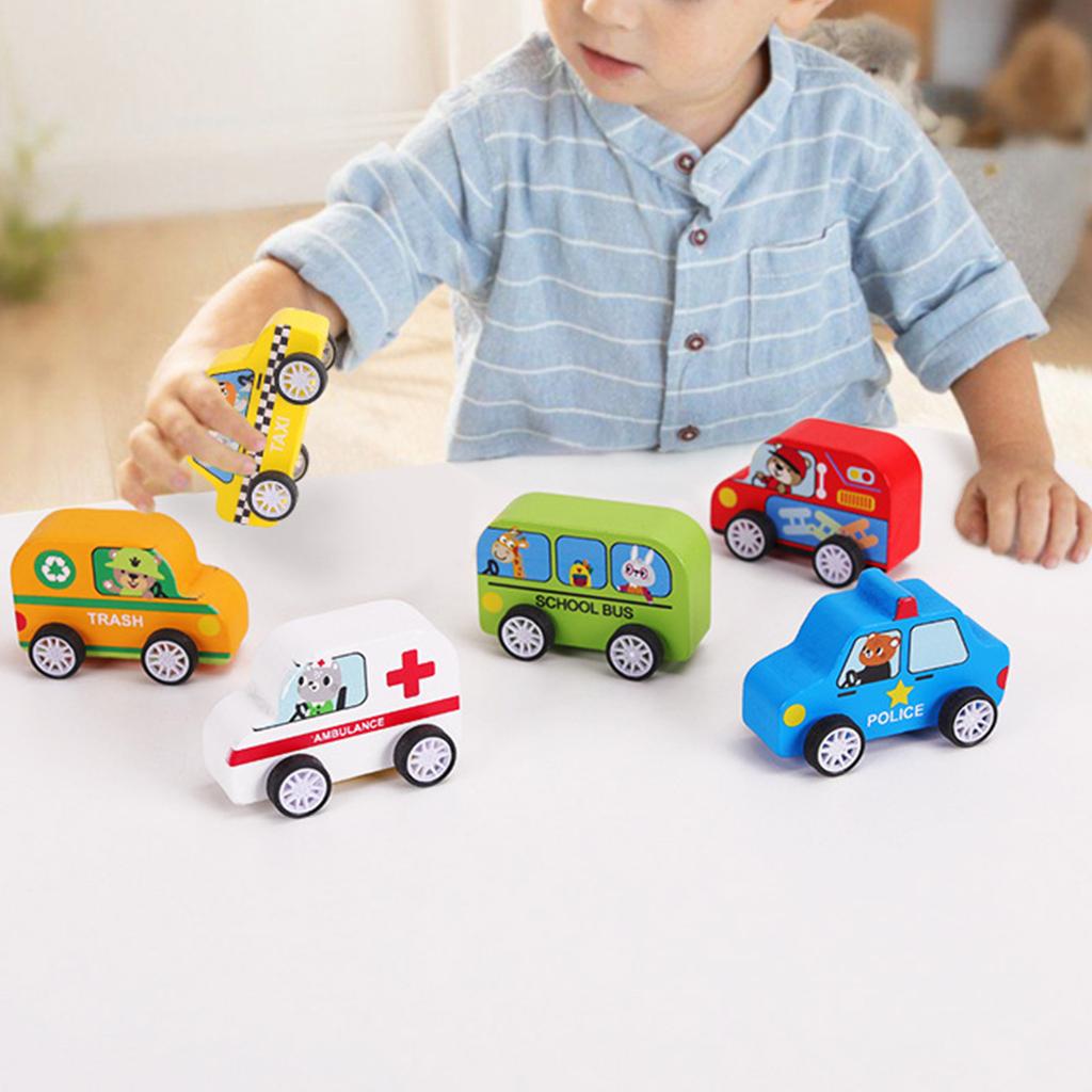 Entertaining Car Model Set Vehicle School Bus Inertial Car for Preschool Kids Birthday Gift Realistic Car Model Set of 6
