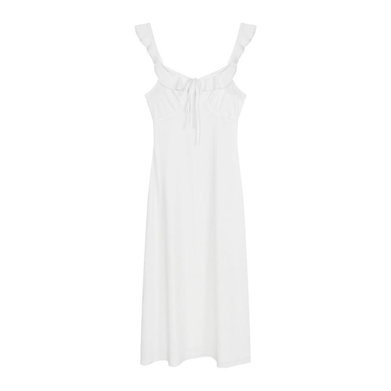 Gentle wind white suspender halter dress children's summer new seaside vacation temperament beautiful long dress