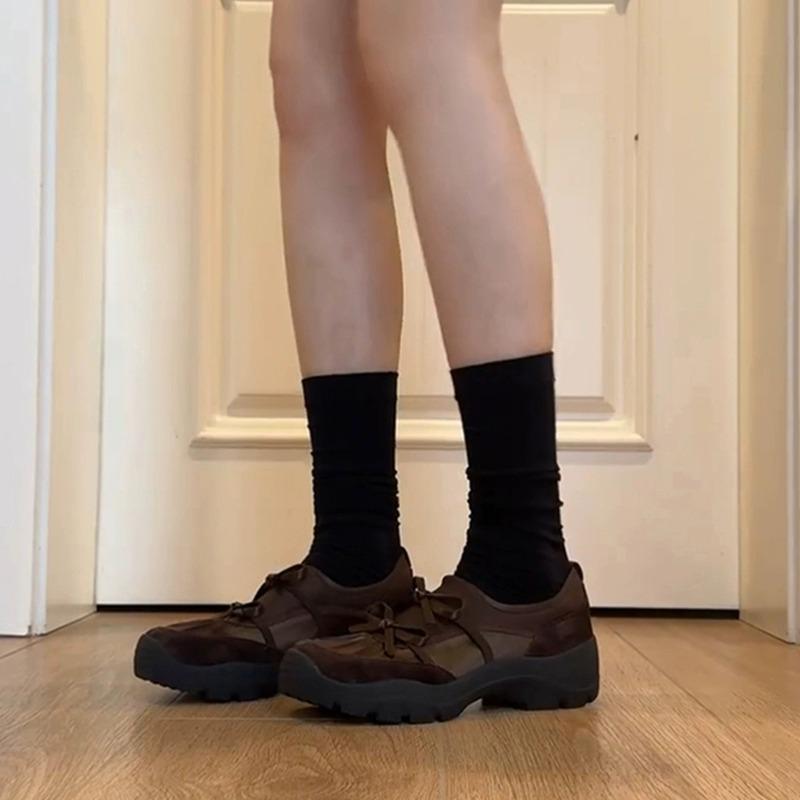 

Sheepskin version niche ballet style bow new leather versatile comfortable casual sports shoes 40 темно-коричневого кольору