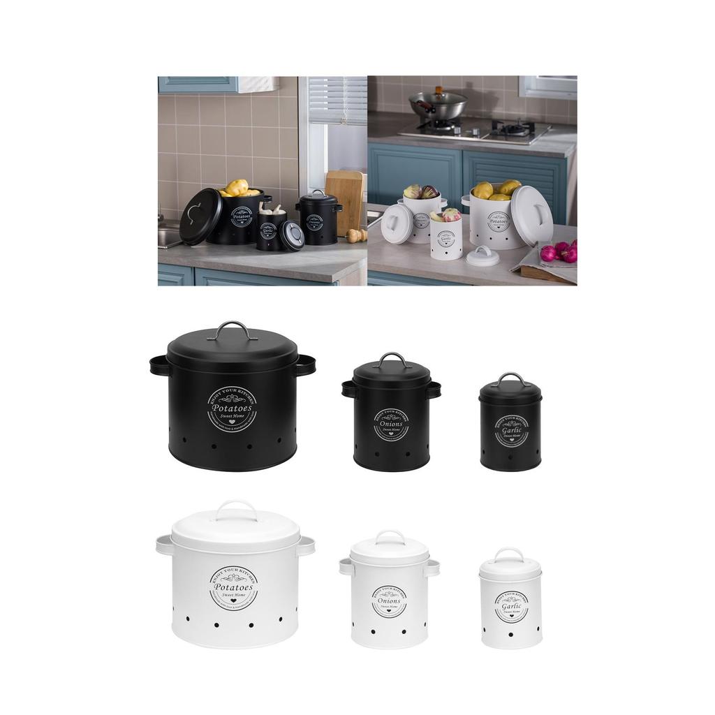 Food Storage Container Fresh Vegetable Keeper Potato Storage Tin Canisters for