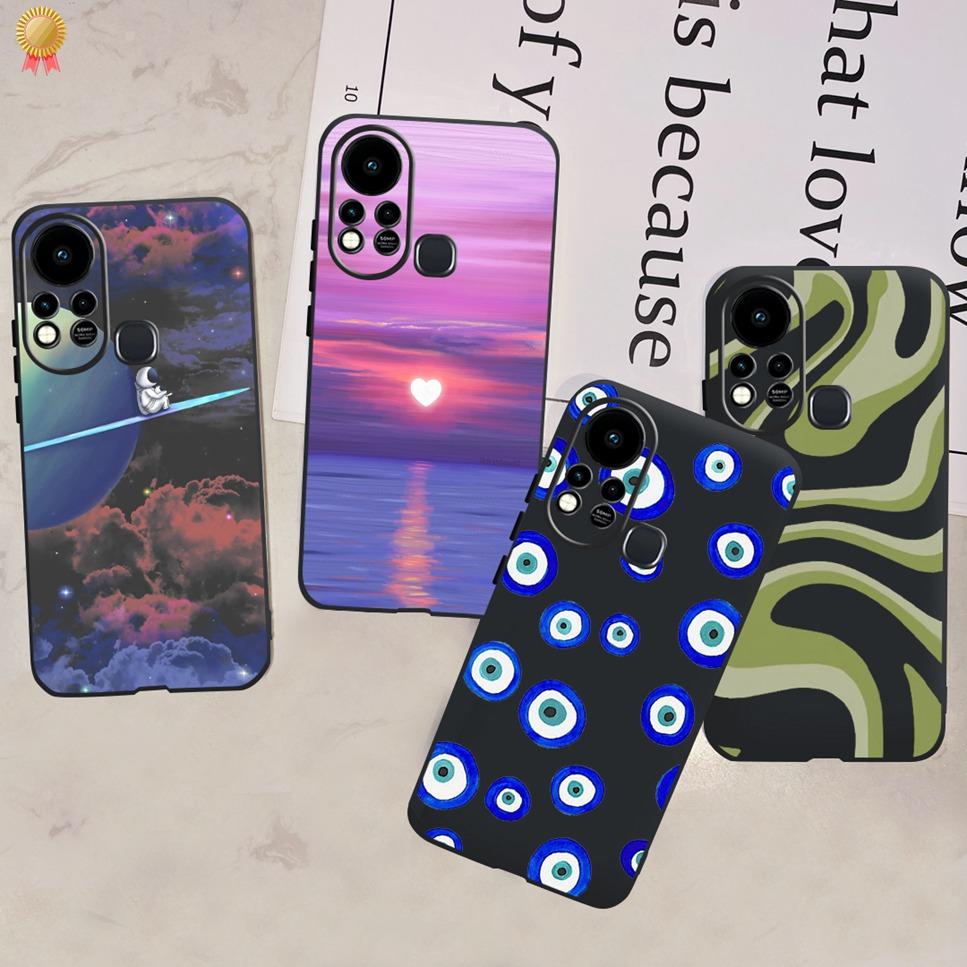 For Infinix Hot 11s Case Back Cover Clear Cute Cat Black Soft Silicone Coque For Infinix Hot11S Hot 11S Phone Case Bumper Fudna