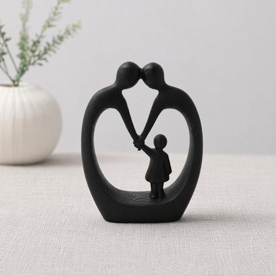 3D Printed Family of Three Figurine, Heart-Shaped Parent & Child Statue, Matte Home Decor Ornament, Creative Gift for Housewarming Mother's Day