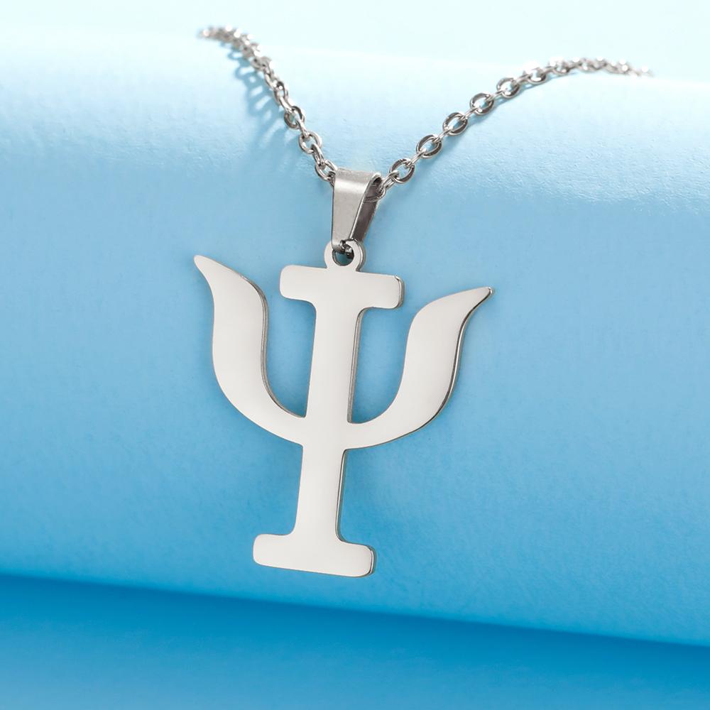 Dawapara PSI Symbol Necklace Greek Letter Alphabet Pendant Psychology Psychiatry Medical Sign Stainless Steel Jewelry