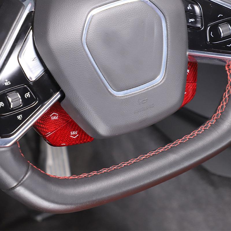 Real Carbon Fiber For Chevrolet Corvette C8 Z51 Z06 - Car Steering Wheel Button Cover Sticker Interior Accessories