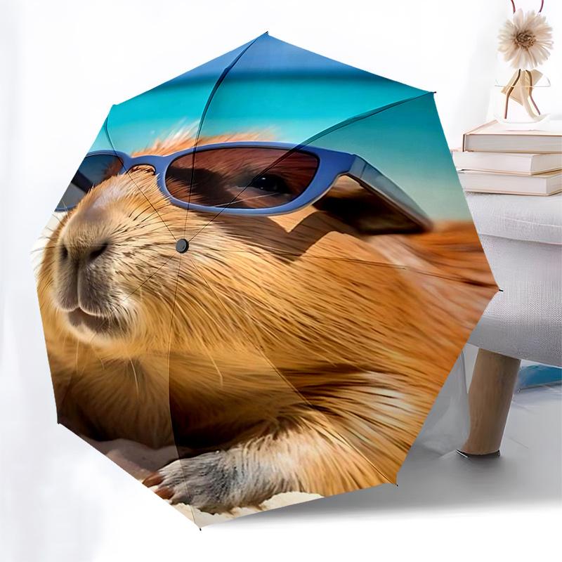 Capybara Themed Travel Umbrella-8 Ribs Automatic Opening and Closing, Portable Folding Design, Compact and Stylish Umbrella Suitable for Out