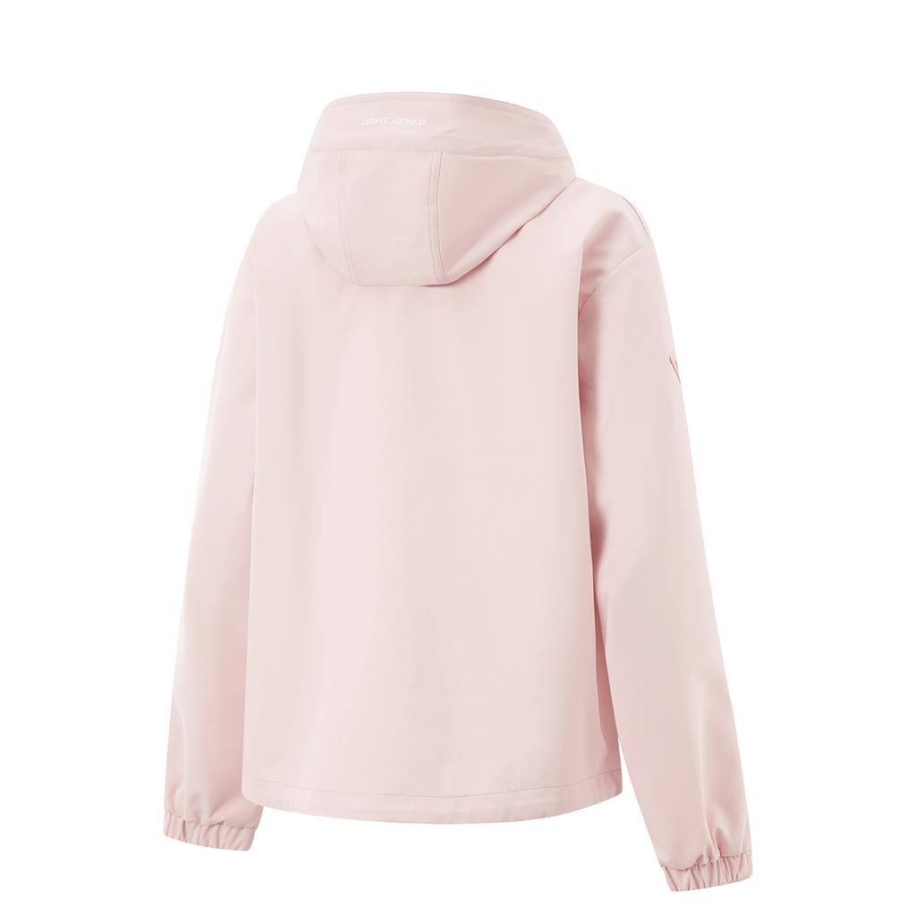 Li-Ning Lettuce Edge Water-Resistant Hooded Letter Print Loose Cycling Camping Windbreaker Women Jackets Light-Pink AFDU940-4