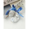 1Pcs Women's Fashionable Bow Small Floral Pattern Large Intestine Circle Hair Accessory For Daily Use