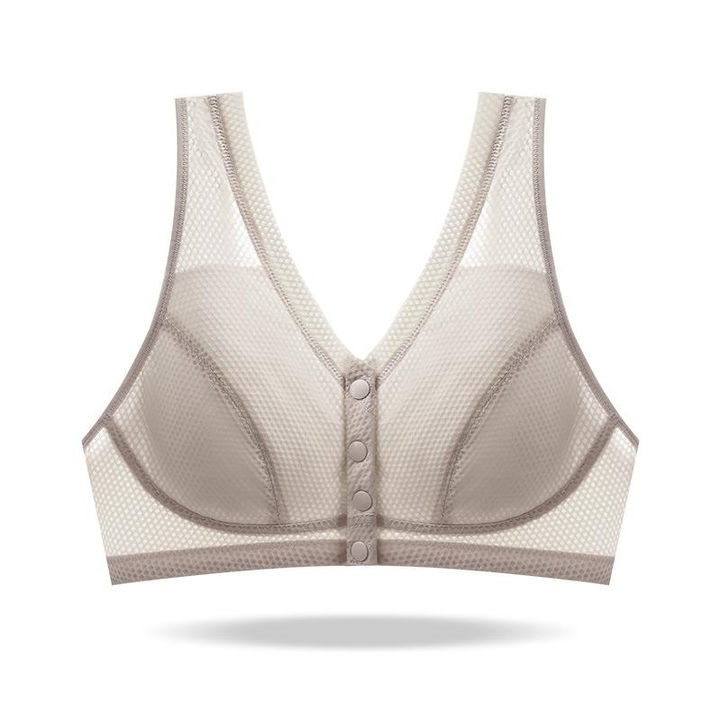 Plus Size Front Closure Tank Style Breathable Bra For Middle Aged Elderly Women