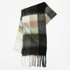 High-end color matching mohair scarf women's autumn and winter warmth thickened versatile plaid tassel