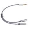Hodetelefonforlengelseskabel 4-polet Gullbelagt Hann til To Hunn Hodetelefon Y-kabel for Bærbar PC Telefon Datamaskin