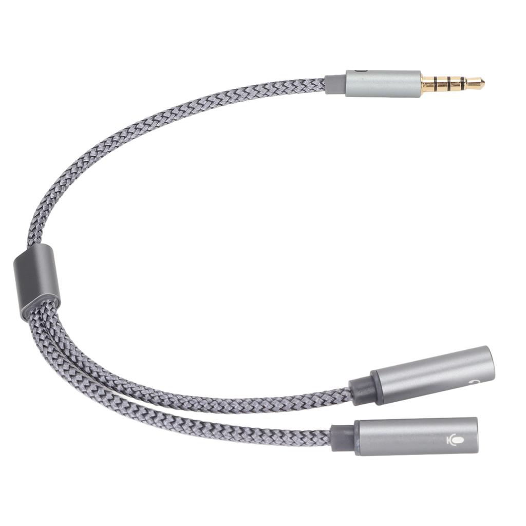 Hodetelefonforlengelseskabel 4-polet Gullbelagt Hann til To Hunn Hodetelefon Y-kabel for Bærbar PC Telefon Datamaskin