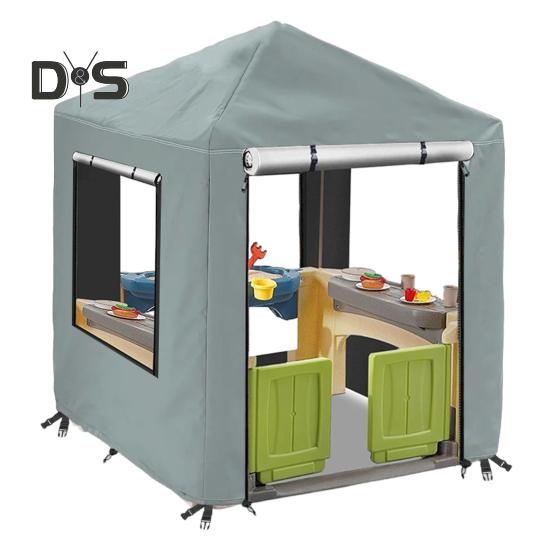 

Детский игровой домик на открытом воздухе с застежкой-молнией, водонепроницаемый, устойчивый к ультрафиолетовому излучению, простой в установке, защитный чехол для игрового домика серый