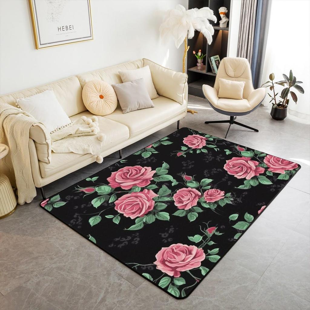 Erosebridal American Flag Indoor Floor Mat 3x5 Camouflage Carpet Army Green Federation Flag Area Rug Black Stripes Lines Decorative Accent R