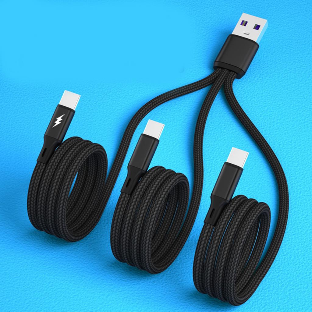 3 in 1 USB Cable, USB to 3x Type-C Connector Power Supply Cord Wire Quick Charging Charge Line Extension Cord