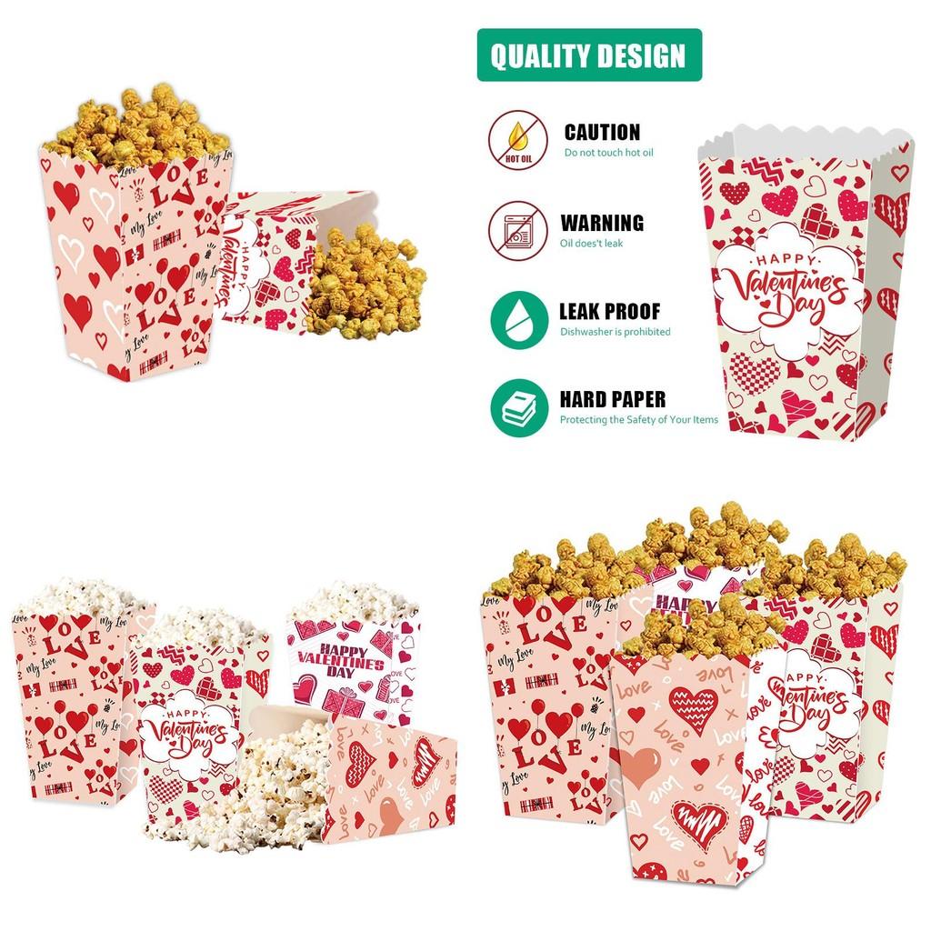 Love You Valentines Day Paper Popcorn Box With Cartoon Style For Party Decor And Gift