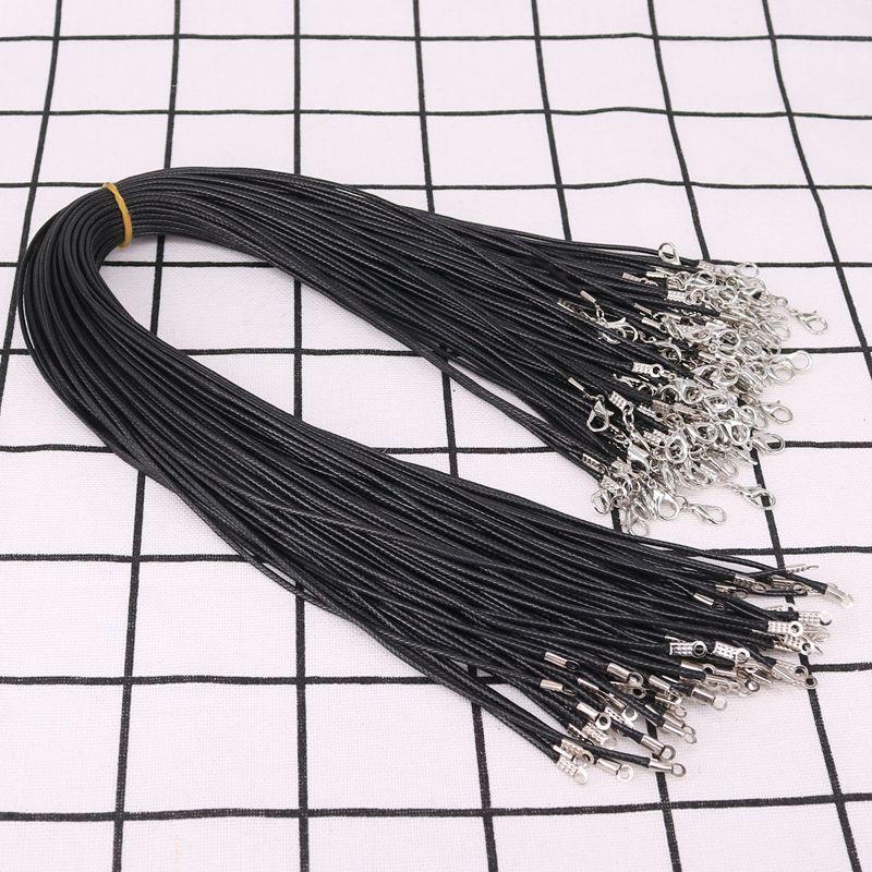 DIY Black Leather Necklace Cord with Lobster Clasp and Pendant Charm