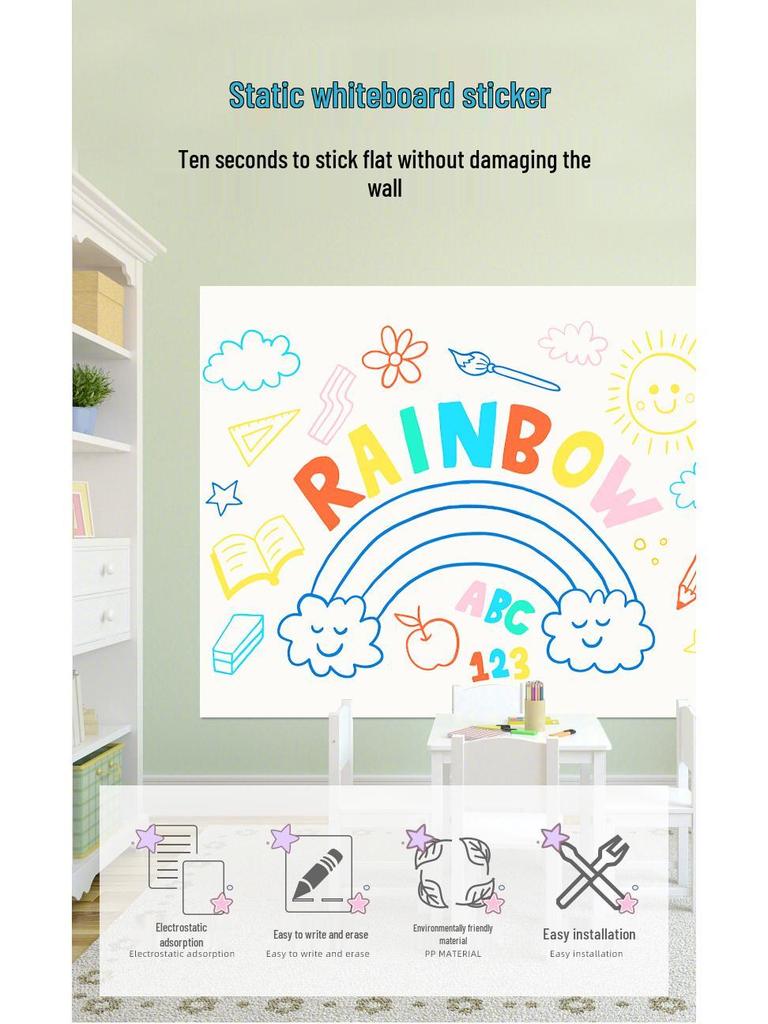 Removable Erasable Whiteboard Wall Sticker - Perfect for Graffiti or Writing In Kids' Rooms or Bedrooms.