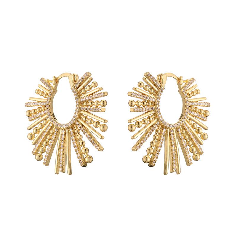 HECHENG,Luxury Exaggerated CZ Earrings Large Circle Earrings for Women 2023 Trendy Fashion Zircon золотой
