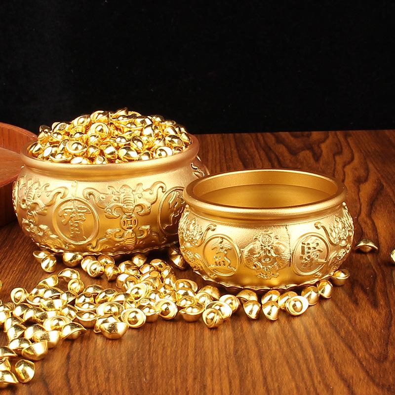 

Solid Brass Wealth Pot Ornament with Small Gold Ingots