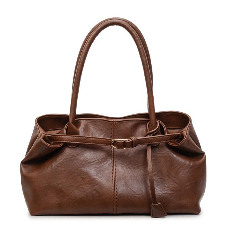 Large-capacity Retro Oil Wax Pitot Bag Women's 2025 Autumn New Handbag Versatile Shoulder Bag Underarm Bag