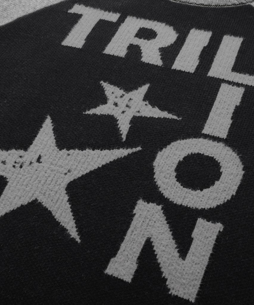 TRILLION Washable Raglan Hairy Graphic Track Knit_Black