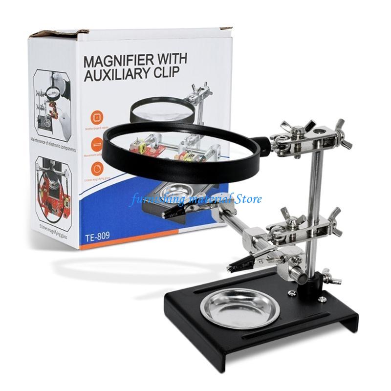 Y5GD Desktop Glass Soldering Station 5X Helping Hands Magnifier Soldering Station Stand Repair Compact-size
