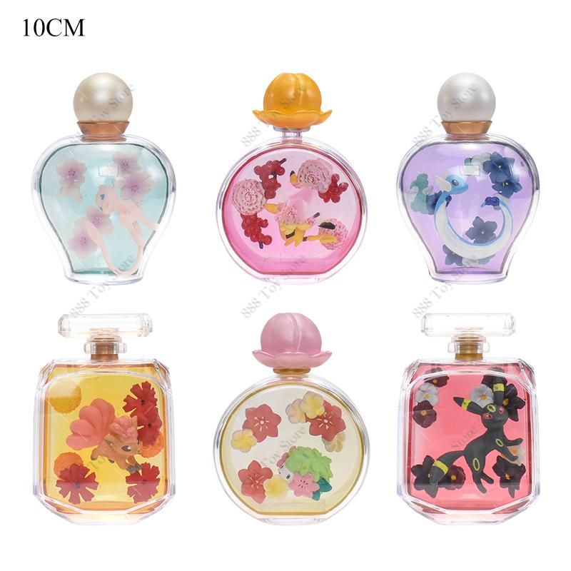 6Pcslots  Anime Figure Set Elf Ball Eevee Teacup Garden Succulent Plants Action Model Perfume Bottle Doll Toy Kids Gifts