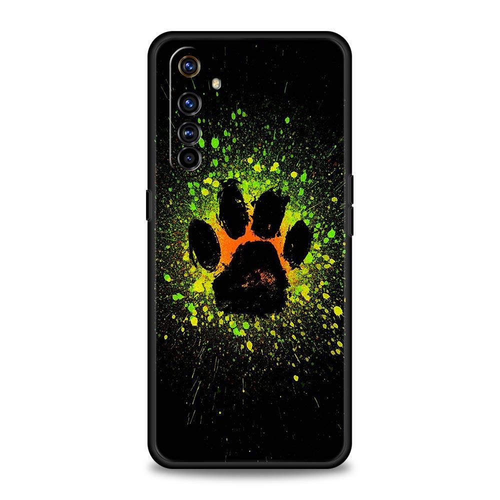 Soft TPU Case For Realme C67 C63 C55 C53 C25 C21 10 11 12 13 GT 2 3 5 Pro Plus 5G Shockproof Phone Cover Dog Footprint Paw Cute