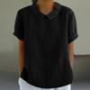Women's New Loose Lapel Shirt Short Sleeve Cotton Top
