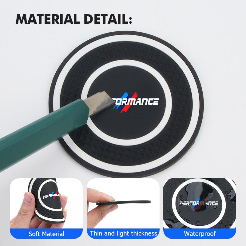 For BMW 2Pcs Car Coaster Silicone Mug Drinking Mug Non-Slip Pad Accessories 1 2 3 5 7 Series X1 X2 X3 X4 X5 X6 G20 G30 G11 G12