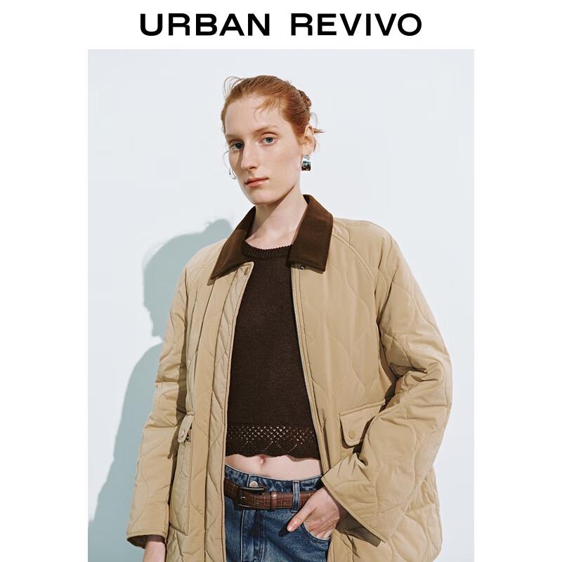 UR Women's Color-Blocked Lapel Quilted Jacket