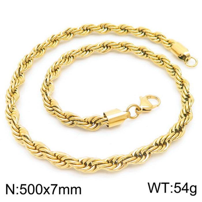 Spot Multi-Size Stainless Steel Twisted Rope Chain Necklace for Couples - Unisex Titanium Steel Design