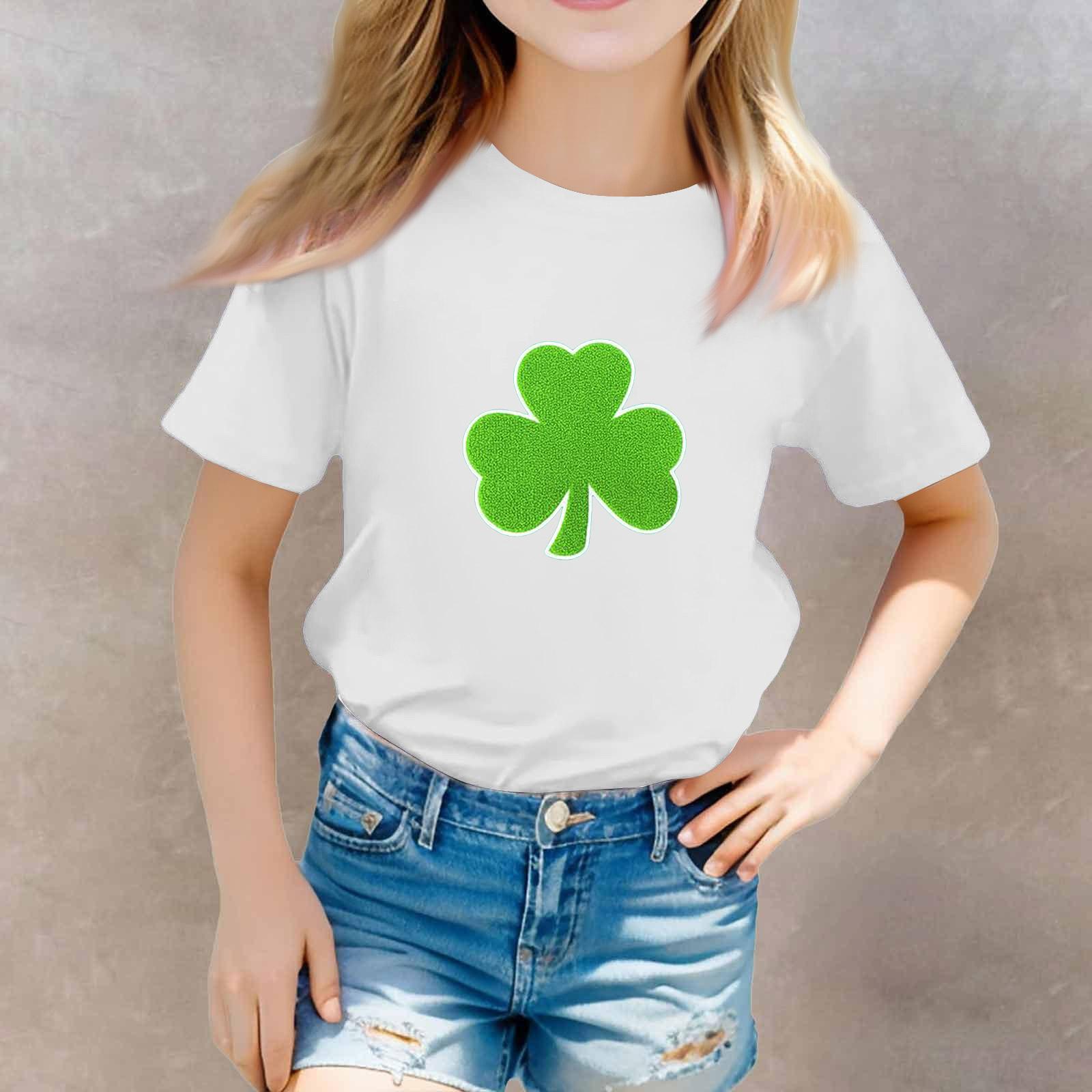 

St. Patrick s Day Toddler Girl Boy T-Shirts Kids Top Boys And Girls Printed Short Sleeved T-shirt 160 білий
