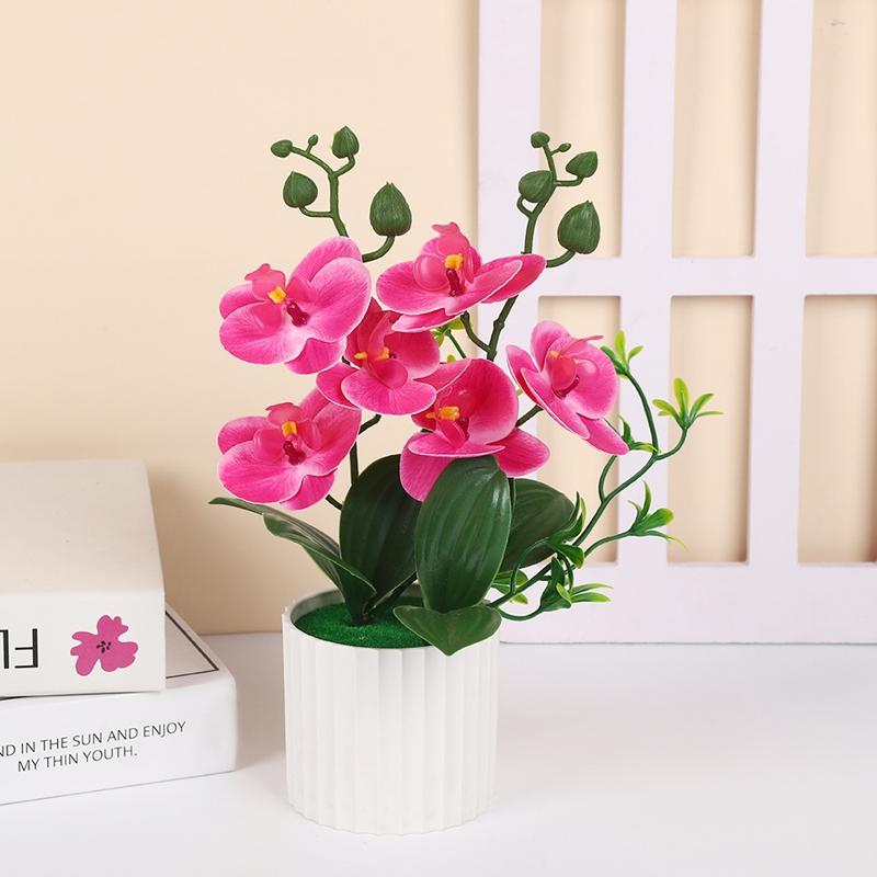 27cm Butterfly Orchid Bonsai Artificial Simulation Flower Plant Dining Table Home Room Office Vase Accessory Wedding Decoration