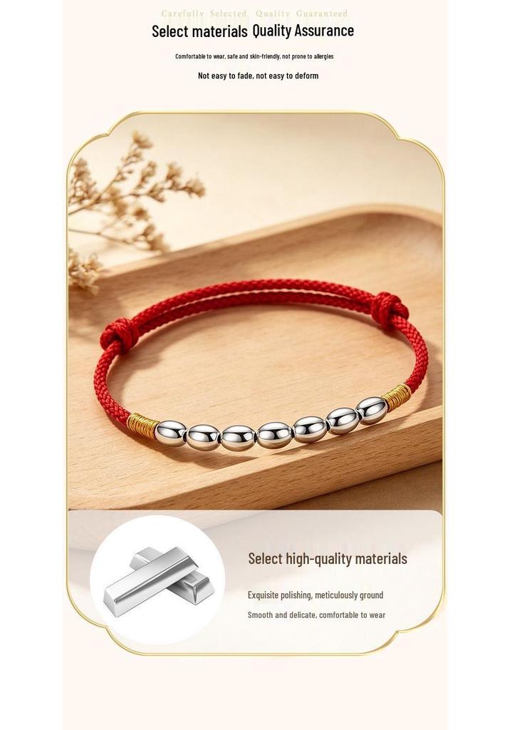 Sterling Silver Zodiac Year Lucky Red Rope Handmade Bracelet