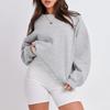 Women's Loose-Fit Sweatshirt Crew Neck Fleece-Lined Long Sleeve Top Solid Color Round Neck For Autumn Winter 2025